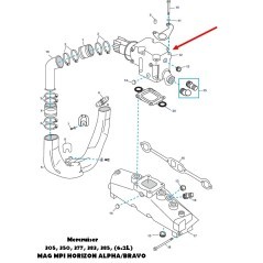 Codo escape bajo 17cm  864309T02  Mercruiser  6.2L