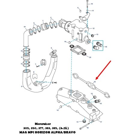 Junta colector 27-33395  Mercruiser  6.2L