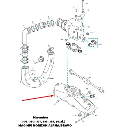 Colector 865735A02  Mercruiser  6.2L